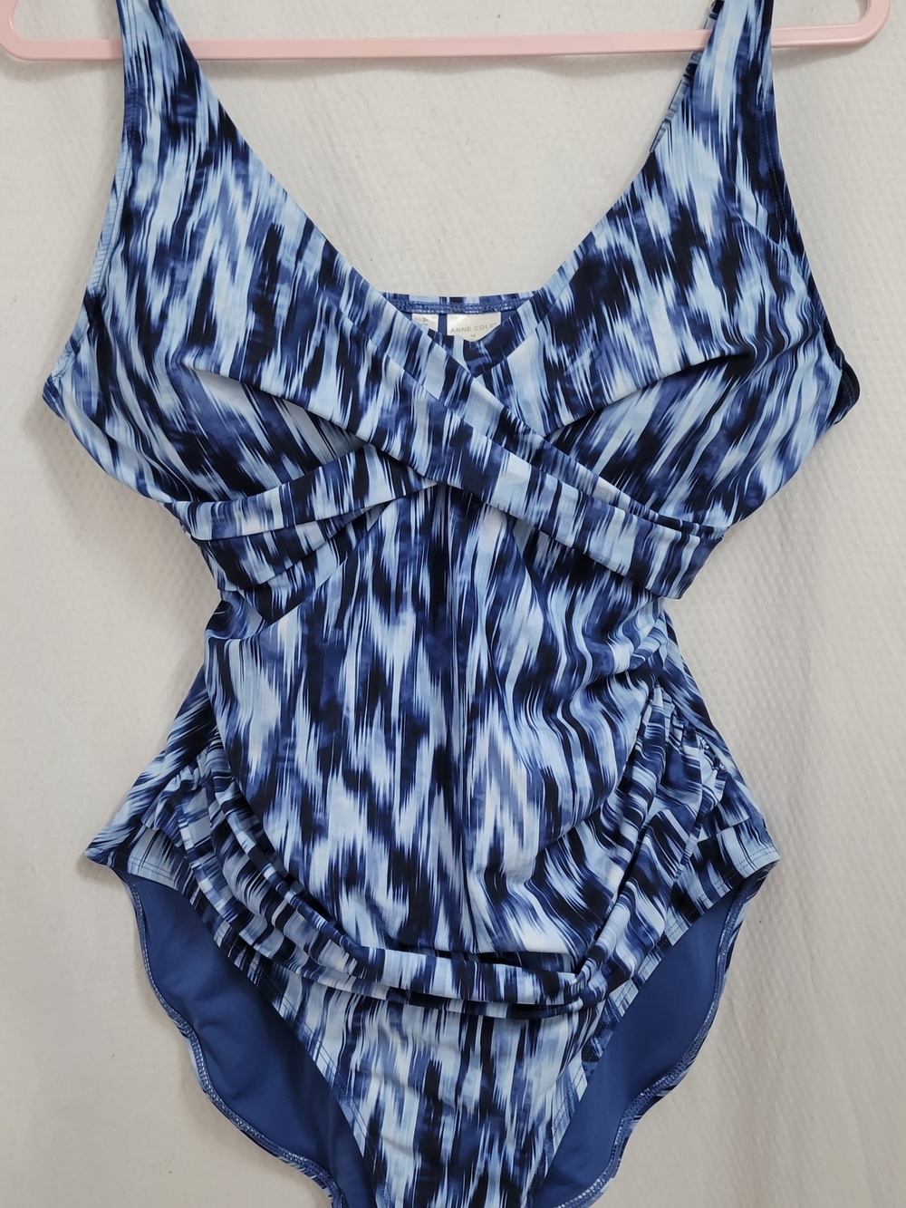 Anne Cole Navy and Light Blue Abstract One-Piece Swimsuit